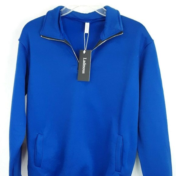 Ladmous Women Casual Long Sleeve Plain 1/4 Zip Pullovers Fleece Pullover Size S - Picture 1 of 10